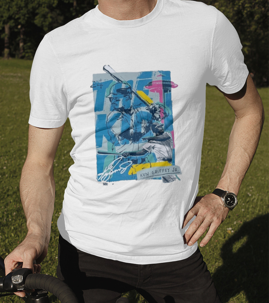 Ken Griffey Jr The Kid Baseball Legend Number 24 Seattle Skyline T-Shirt