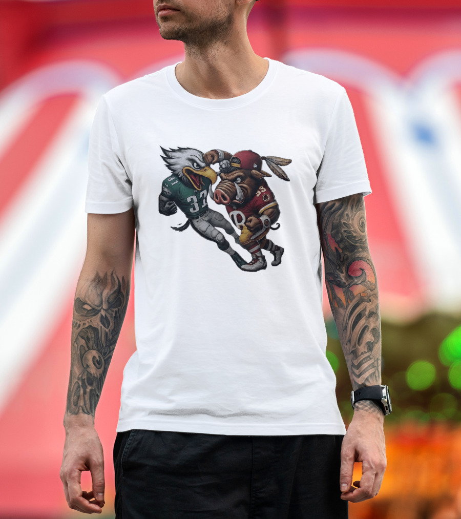 Eagles Versus Redskins Fight Cartoon NFL Rivalry T-Shirt