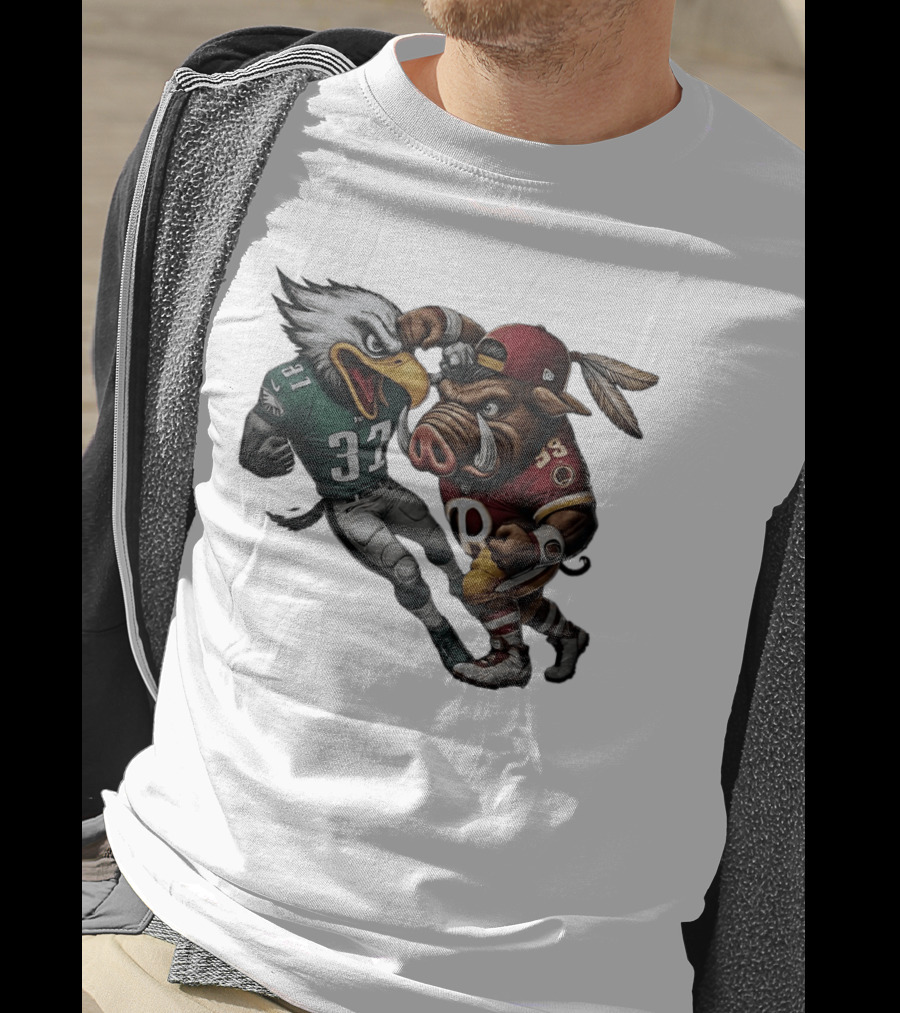Eagles Versus Redskins Fight Cartoon NFL Rivalry T-Shirt