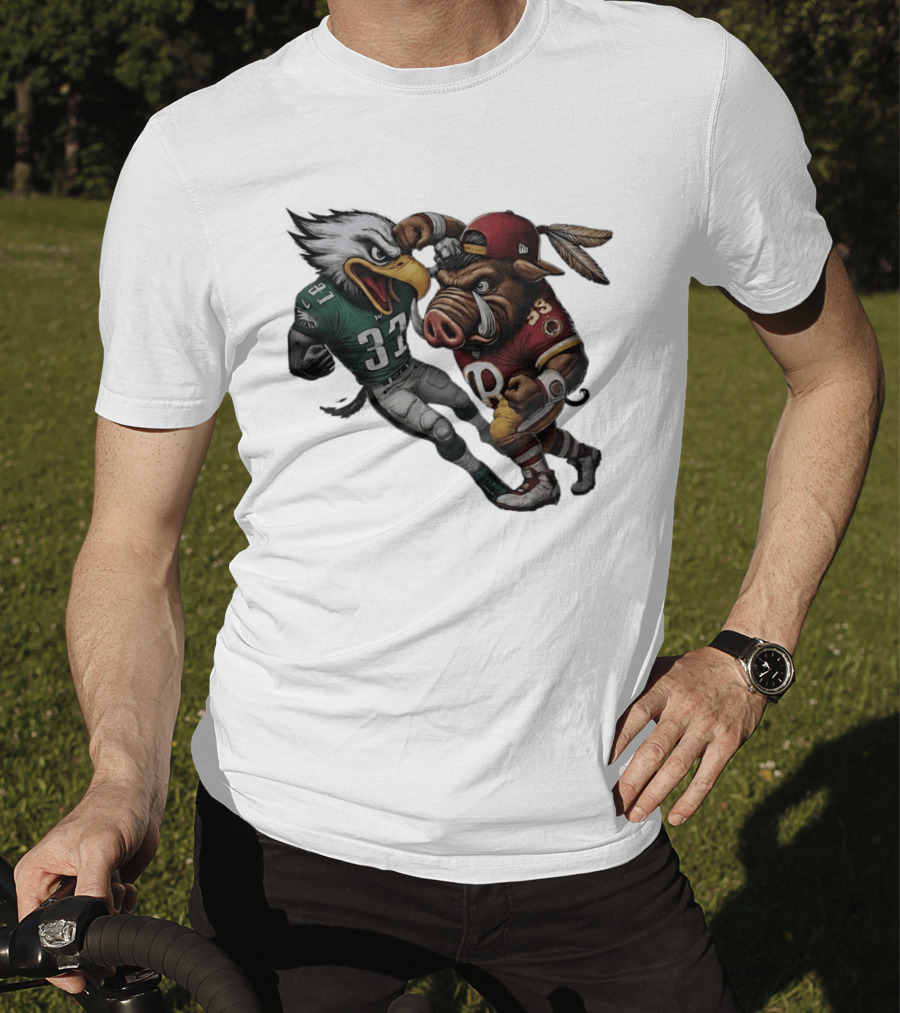 Eagles Versus Redskins Fight Cartoon NFL Rivalry T-Shirt