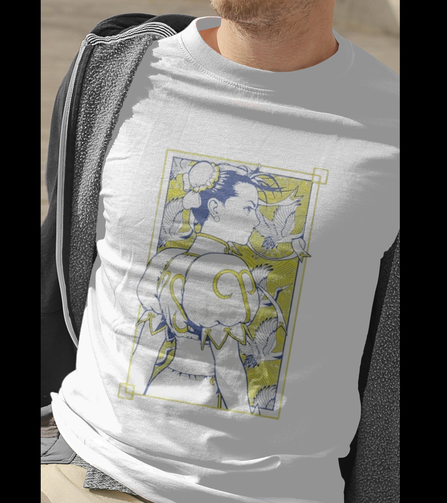 Shinkiro Metallic Chun Li Cranes And Peonies T-Shirt