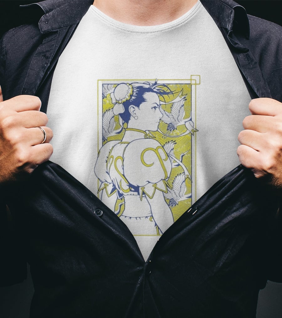 Shinkiro Metallic Chun Li Cranes And Peonies T-Shirt