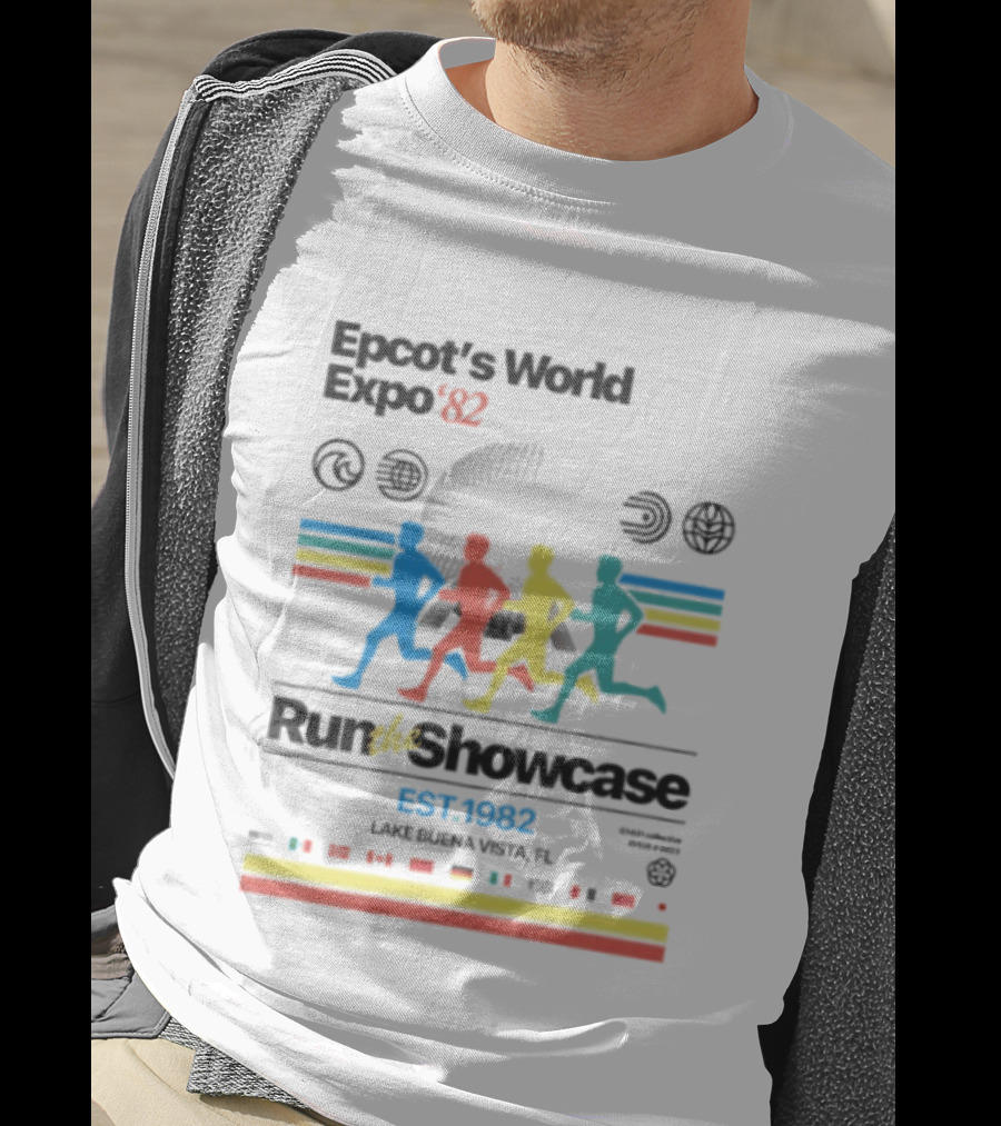 Epcot's World Expo '82 Run The Showcase Lake Buena Vista EST. 1982 T-Shirt