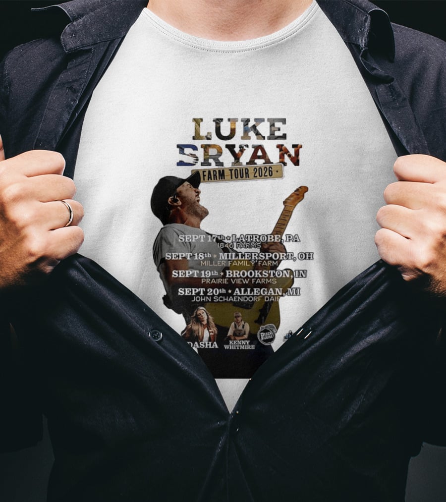 Luke Bryan Farm Tour 2026 Latrobe Millersport Brookston Allegan Dasha Kenny Whitmire T-Shirt