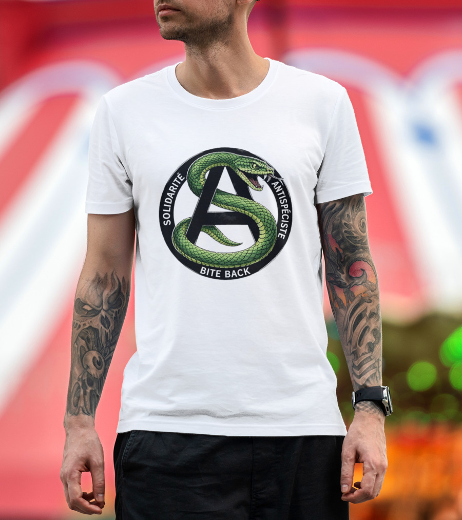 Solidarite Antispeciste Bite Back Anarchist Snake T-Shirt