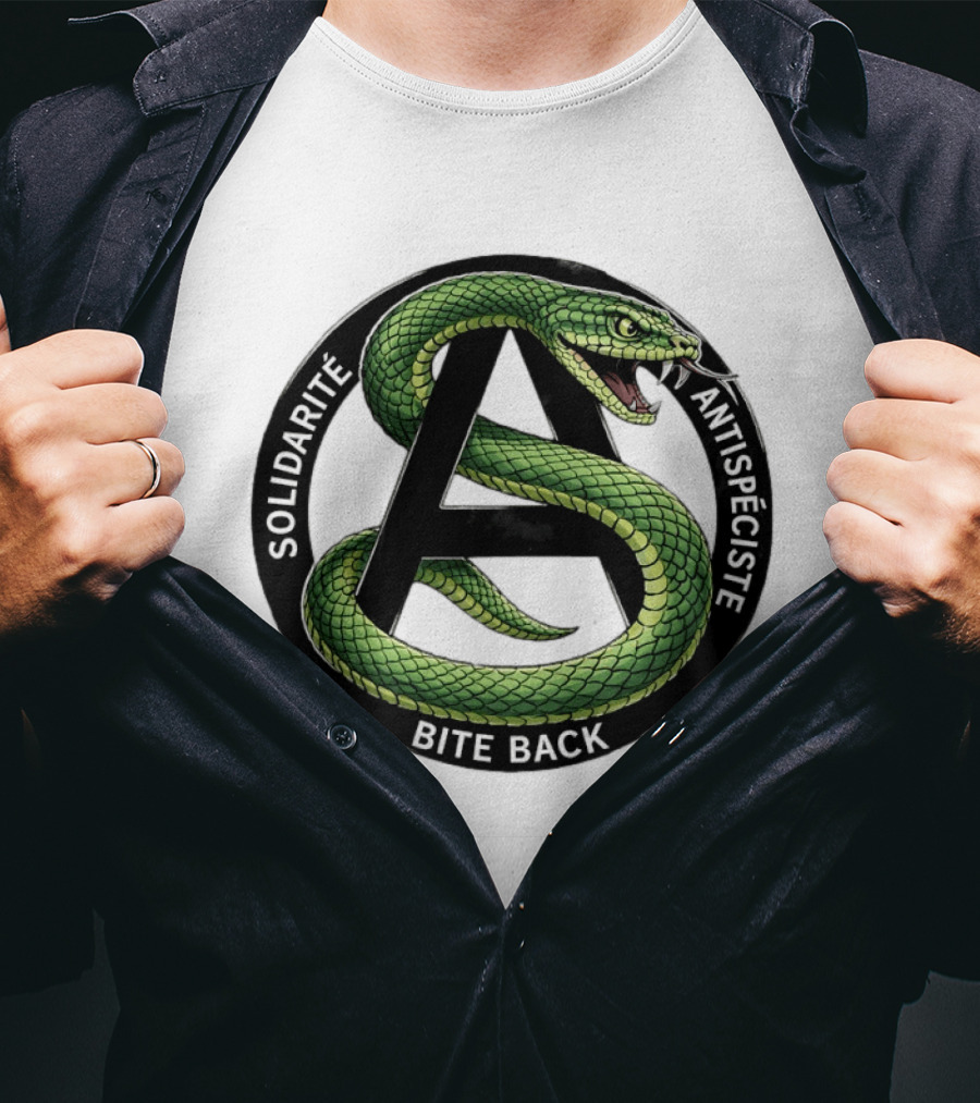 Solidarite Antispeciste Bite Back Anarchist Snake T-Shirt