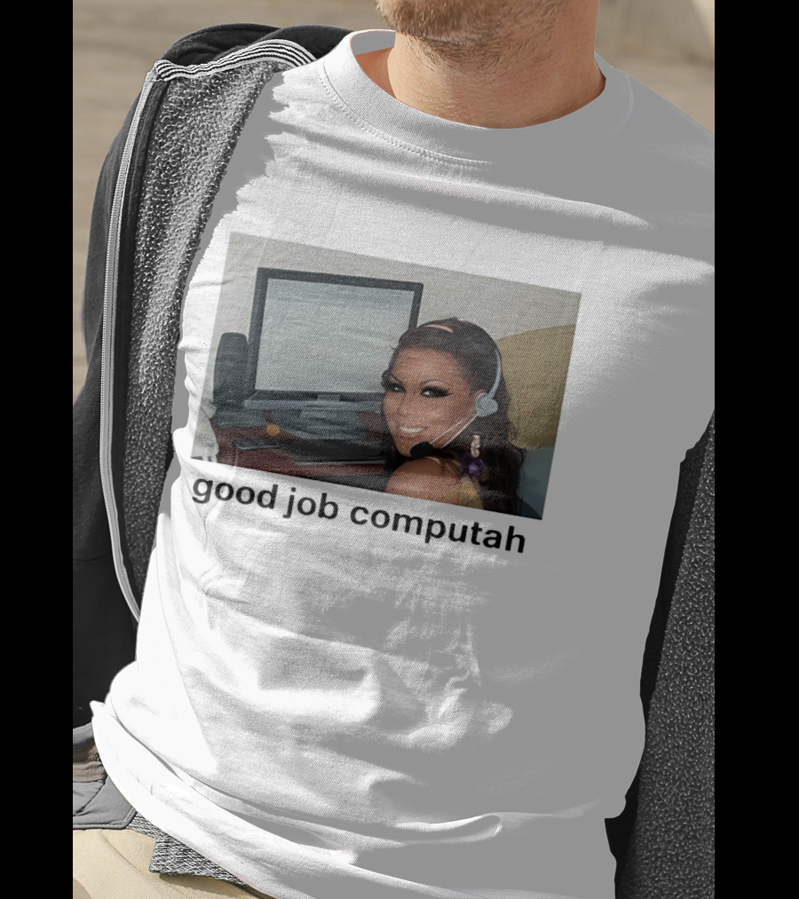 Good Job Computah Meme Headset Woman Internet Culture T-Shirt