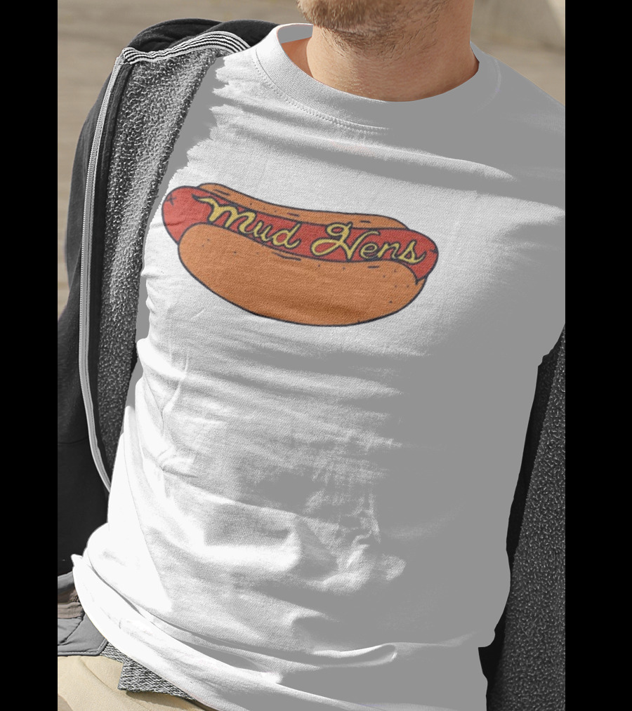 Mud Hens Cursive Lettering Footlong Hot Dog Baseball Team T-Shirt