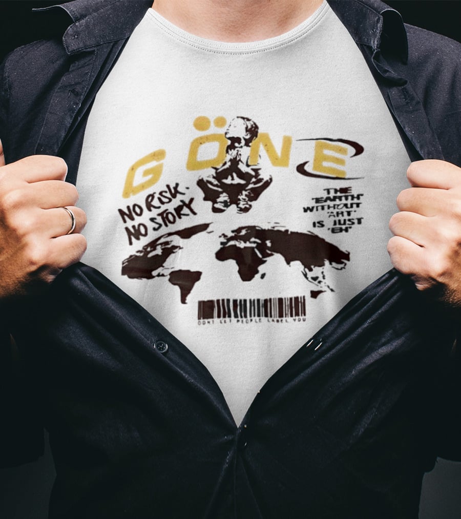 Gone No Risk No Story World Map Adventure T-Shirt