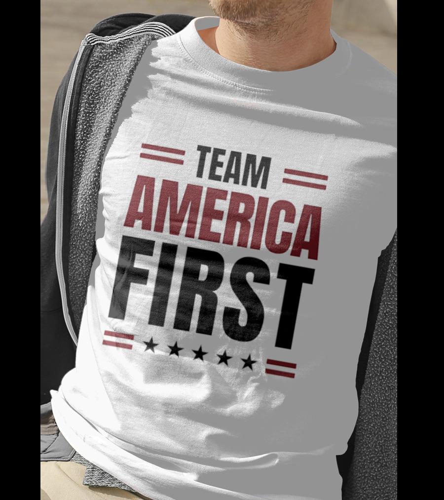 Team America First Patriotic USA Stars Stripes T-Shirt