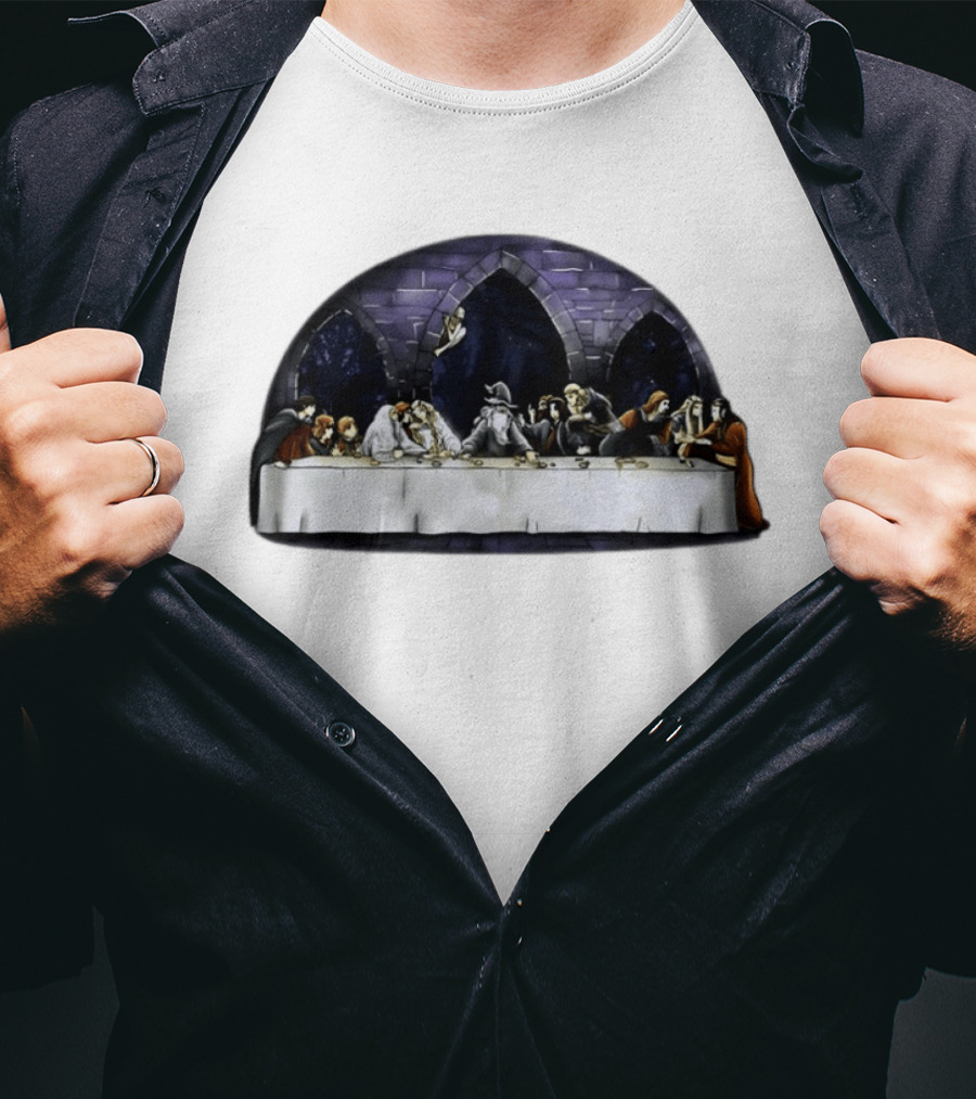 The Last Supper Wizard Hobbits Fellowship Characters Gandalf Table Scene T-Shirt