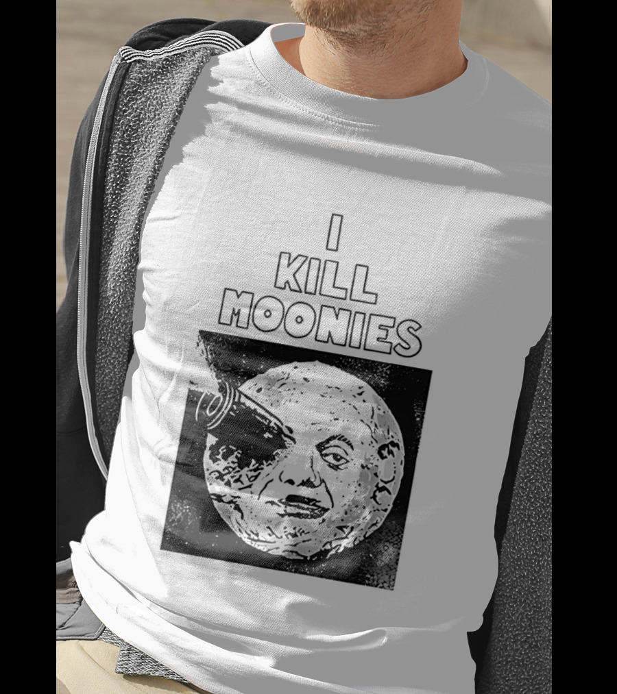 I Kill Moonies Man In The Moon Rocket Eye T-Shirt