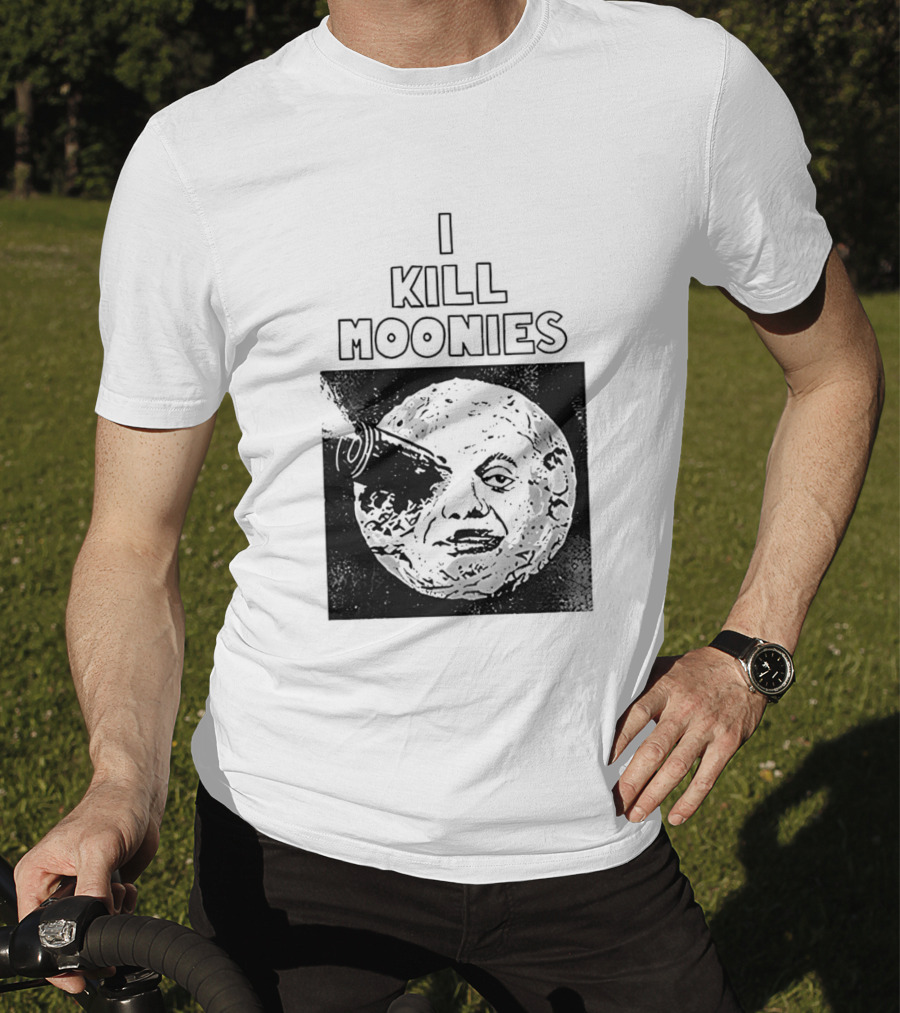 I Kill Moonies Man In The Moon Rocket Eye T-Shirt