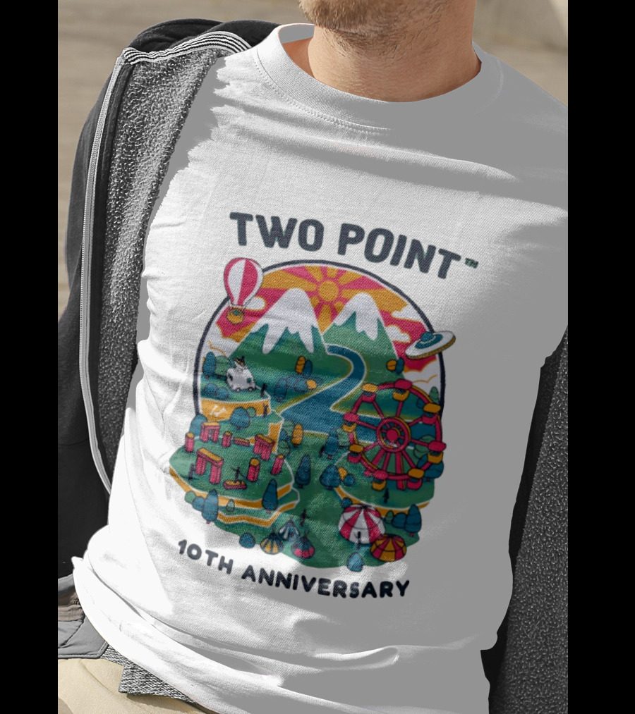 Two Point 10th Anniversary Scenic Mountain Adventure With UFO And Hot Air Balloon T-Shirt