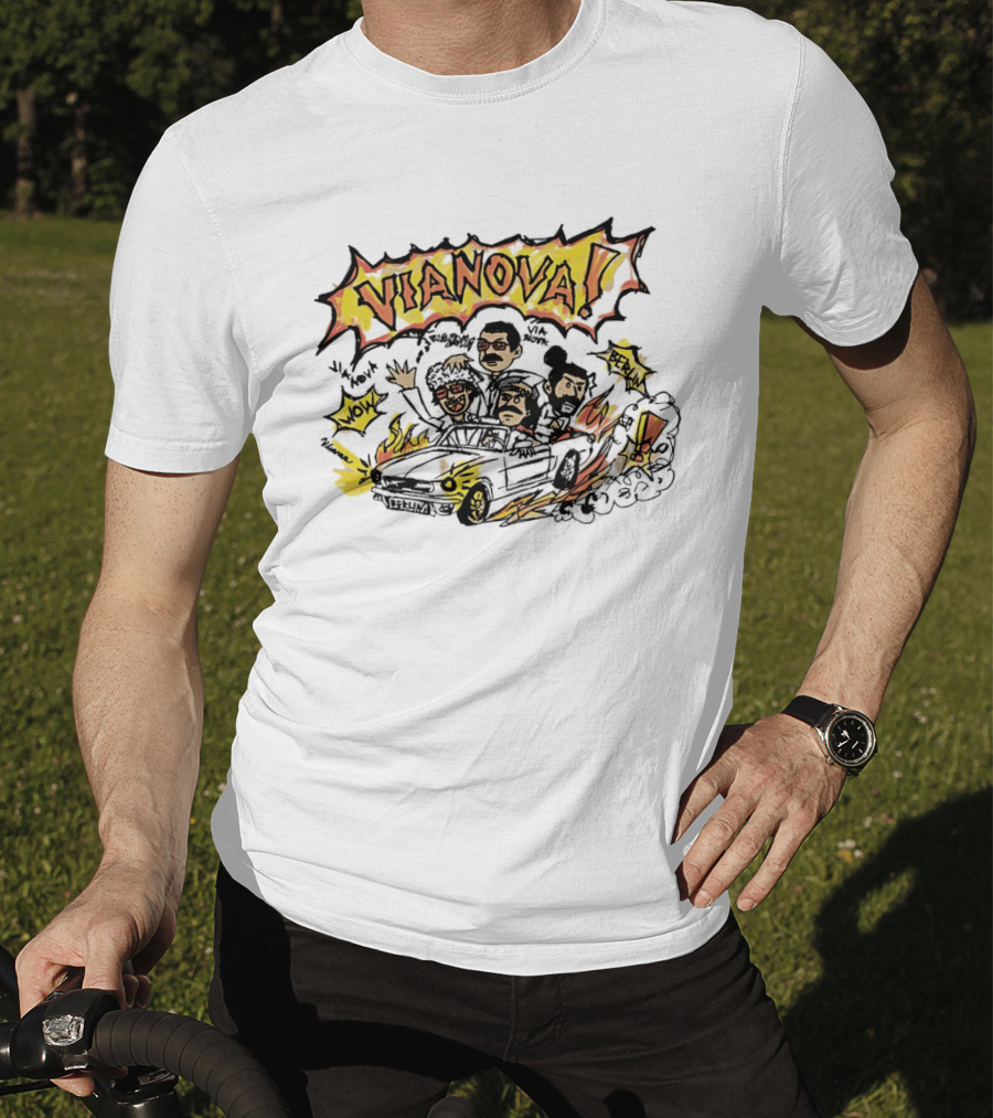 Vianova Cartoon Car Chase Group Friends Comic Wow Berlin T-Shirt