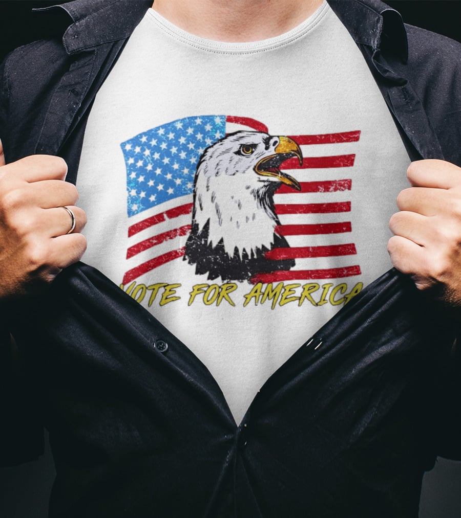Vote For America Bald Eagle American Flag Stars And Stripes T-Shirt
