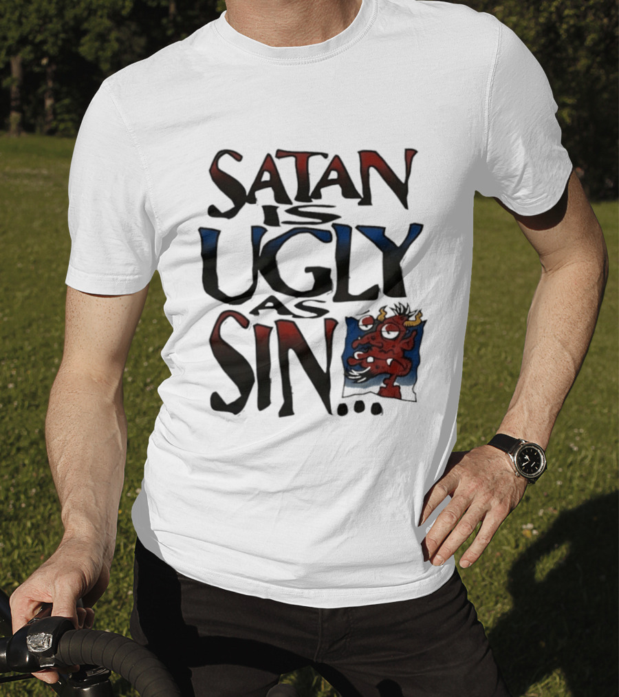 Satan Is Ugly As Sin Red Cartoon T-Shirt