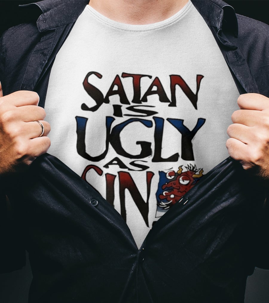 Satan Is Ugly As Sin Red Cartoon T-Shirt