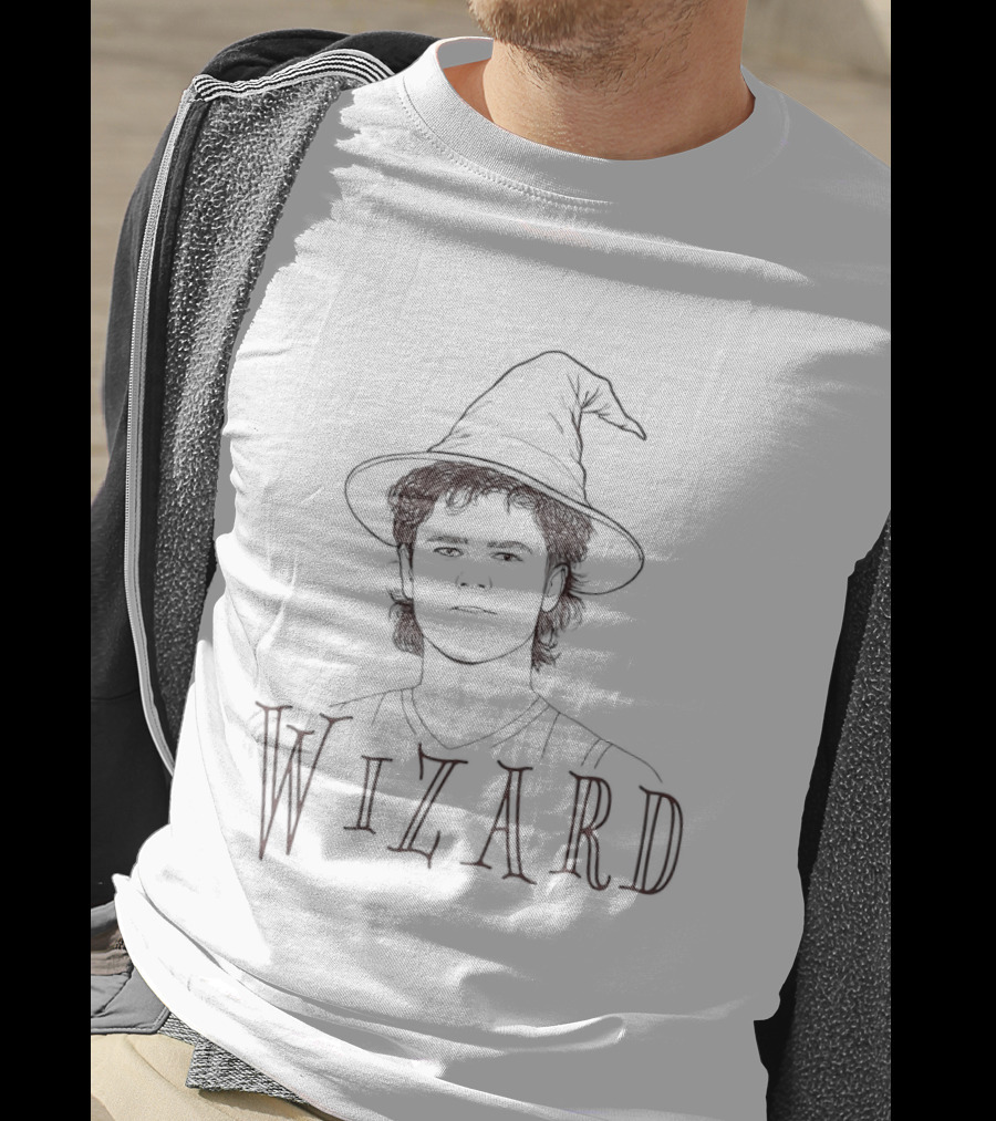 Wizard Mustache Man Wearing Hat Sketch T-Shirt