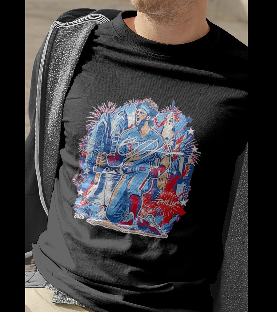 Bryce Harper Philly 2026 Liberty Bell Fireworks Celebration T-Shirt