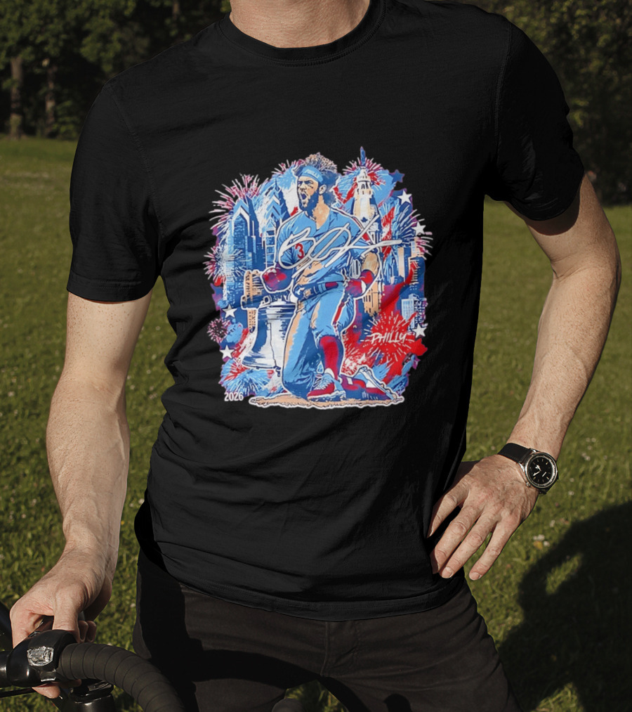 Bryce Harper Philly 2026 Liberty Bell Fireworks Celebration T-Shirt
