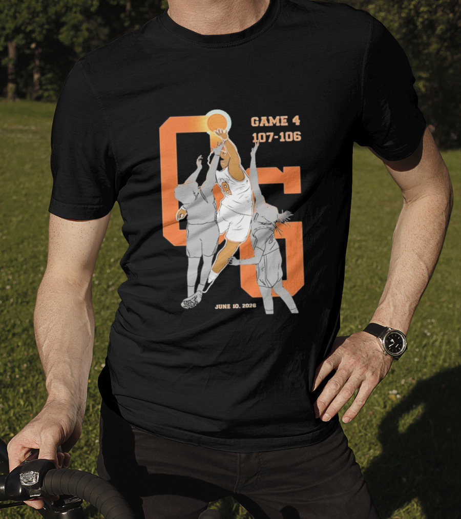 Game 4 107 106 June 10 2026 Basketball Player Dunk Action T-Shirt