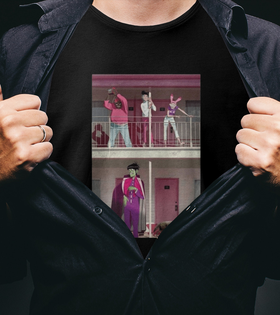 Gorillaz Motel Room 13 And 23 Anime Style Character Scene T-Shirt