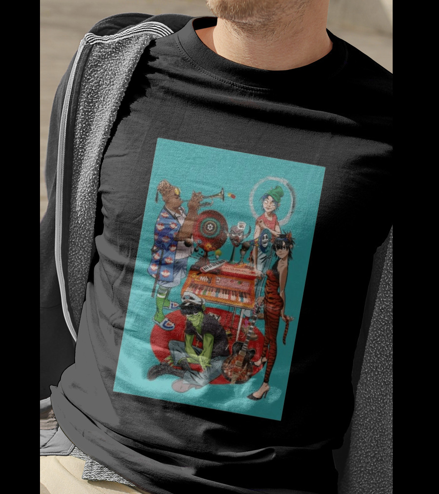 GORILLAZ Songmachine Album Art Characters And Instruments T-Shirt