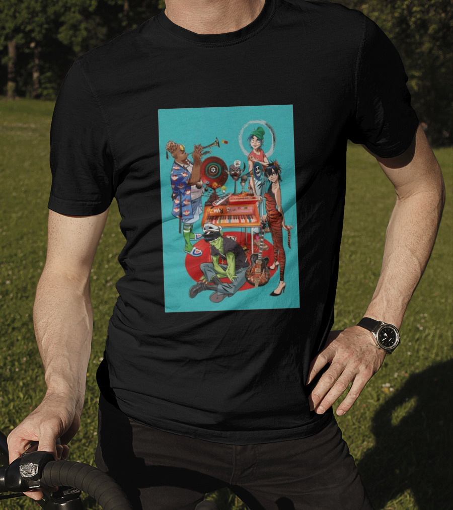 GORILLAZ Songmachine Album Art Characters And Instruments T-Shirt
