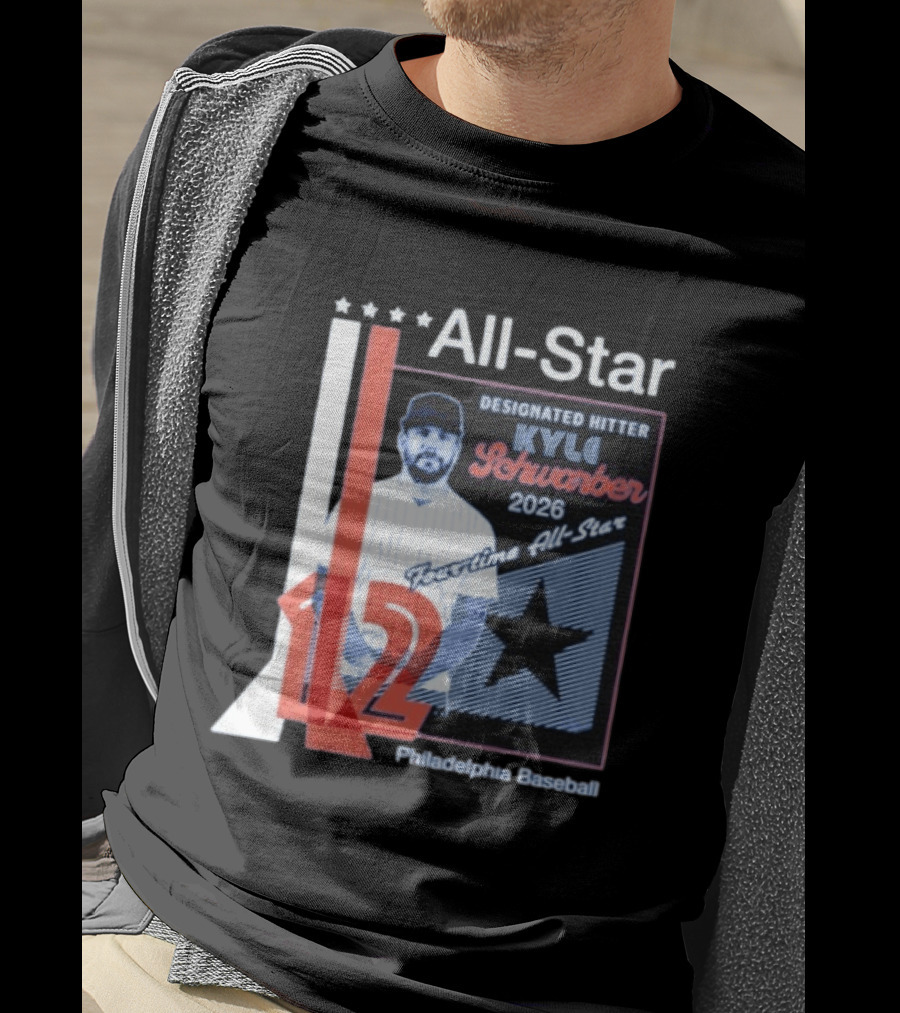 Philadelphia Baseball Designated Hitter Kyle Schwarber 2026 Four Time All Star No 12 T-Shirt