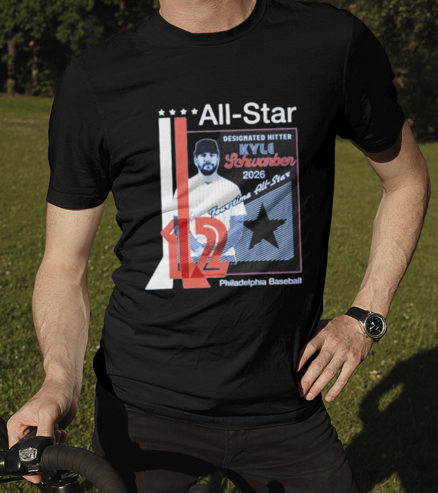 Philadelphia Baseball Designated Hitter Kyle Schwarber 2026 Four Time All Star No 12 T-Shirt