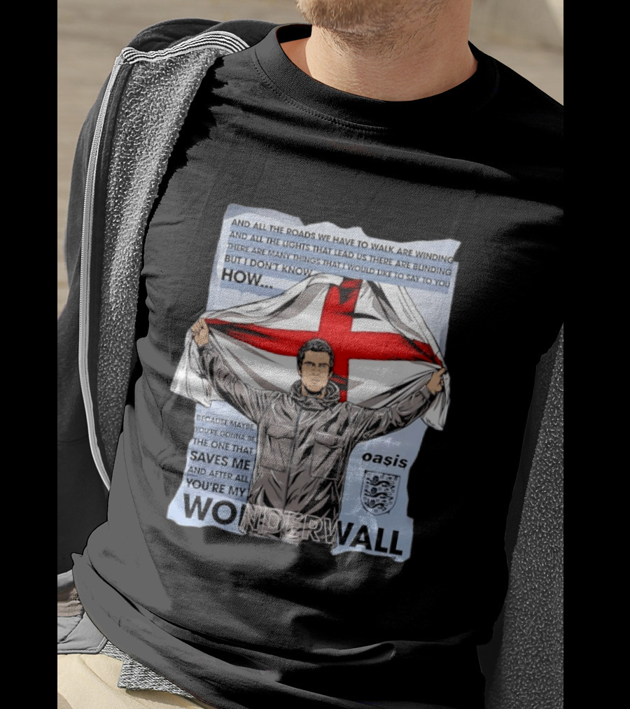 Liam Gallagher Oasis Lyrics You're My Wonderwall England Flag T-Shirt