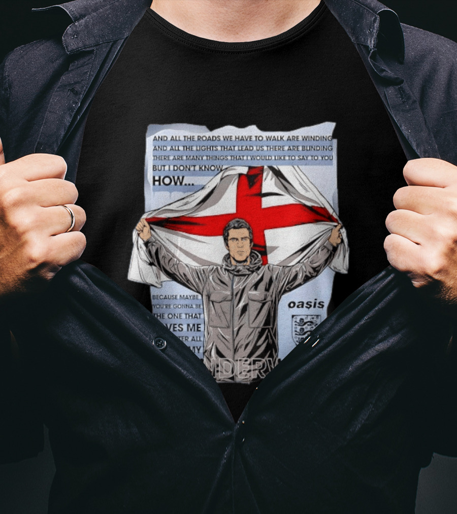 Liam Gallagher Oasis Lyrics You're My Wonderwall England Flag T-Shirt