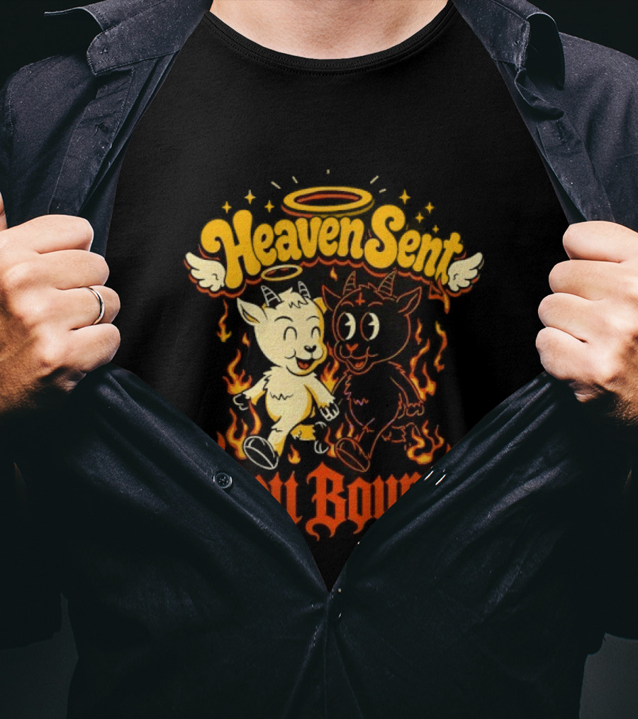 Heaven Sent Hell Bound Goats Fire Halo Wings T-Shirt