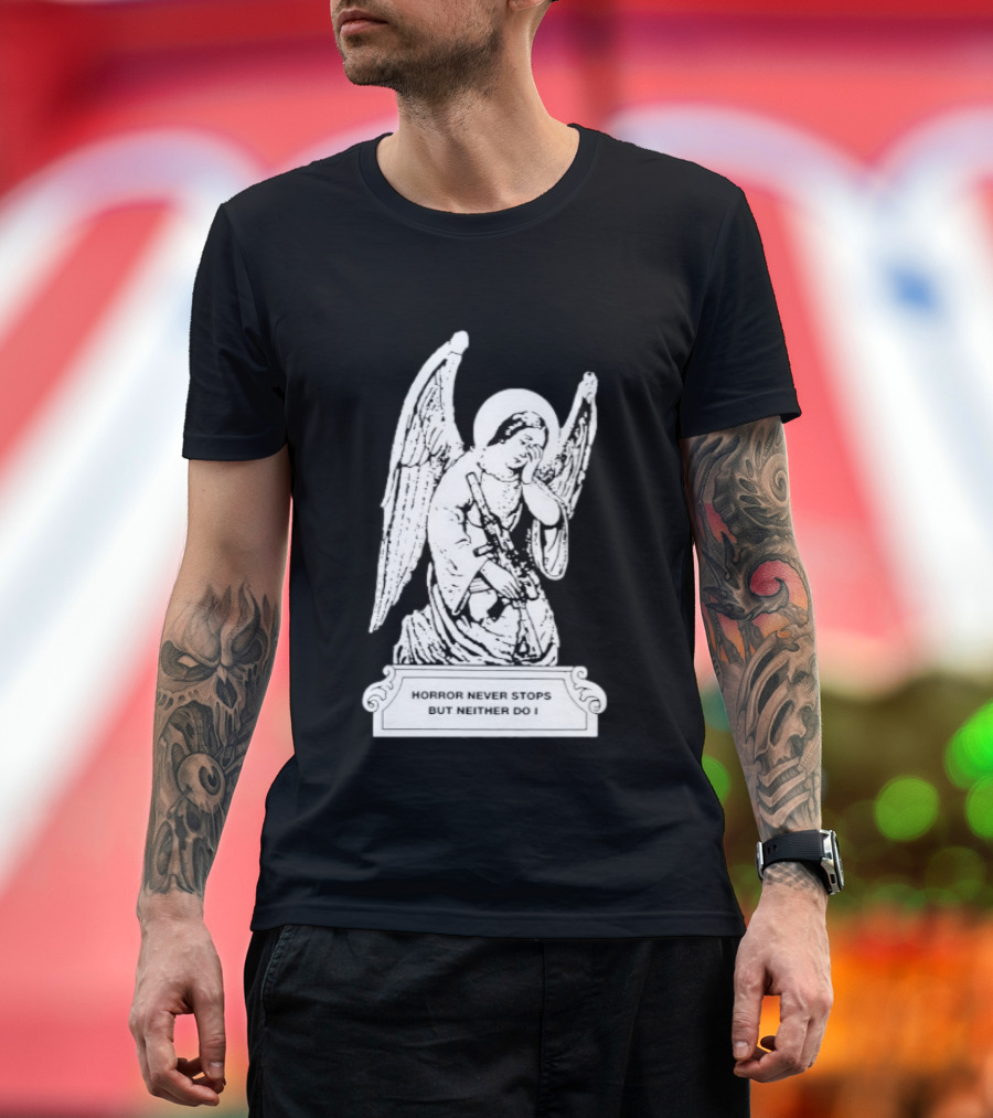 Horror Never Stops Angel With Rifle Resilience T-Shirt