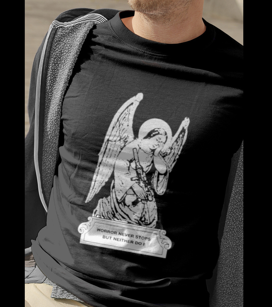 Horror Never Stops Angel With Rifle Resilience T-Shirt