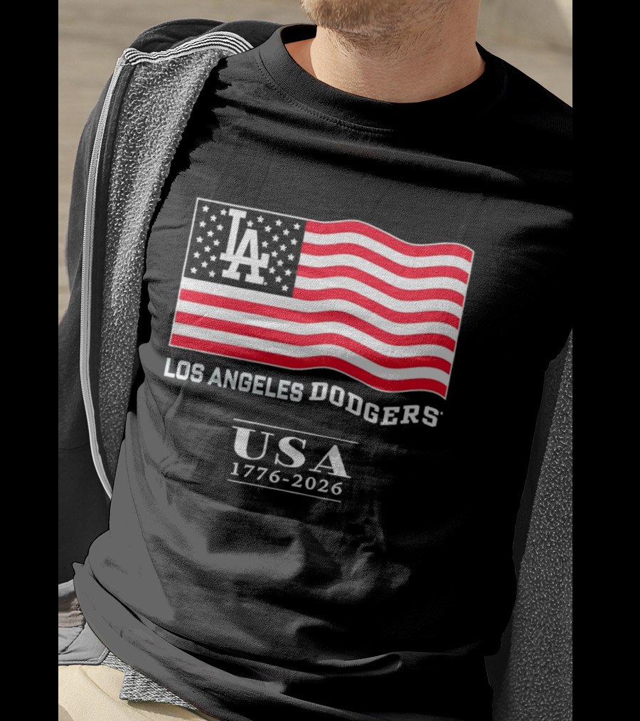Los Angeles Dodgers USA Flag 1776 2026 T-Shirt