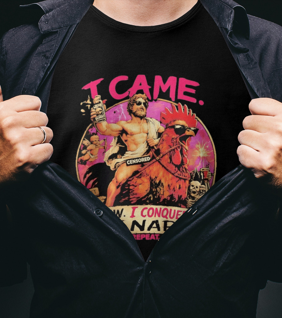 I Came I Saw I Conquered Rooster Lager Glory Repeat T-Shirt