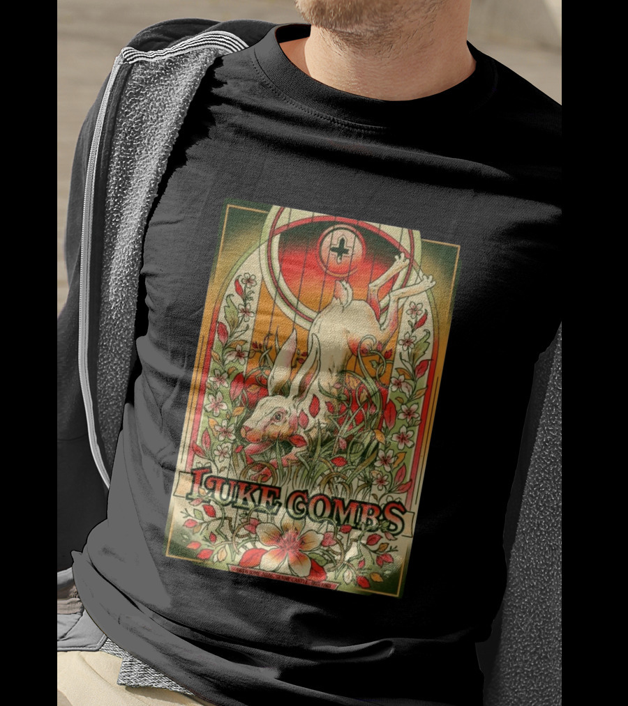 Luke Combs Slane Castle Ireland June 18 2026 Rabbit Floral Art Deco T-Shirt