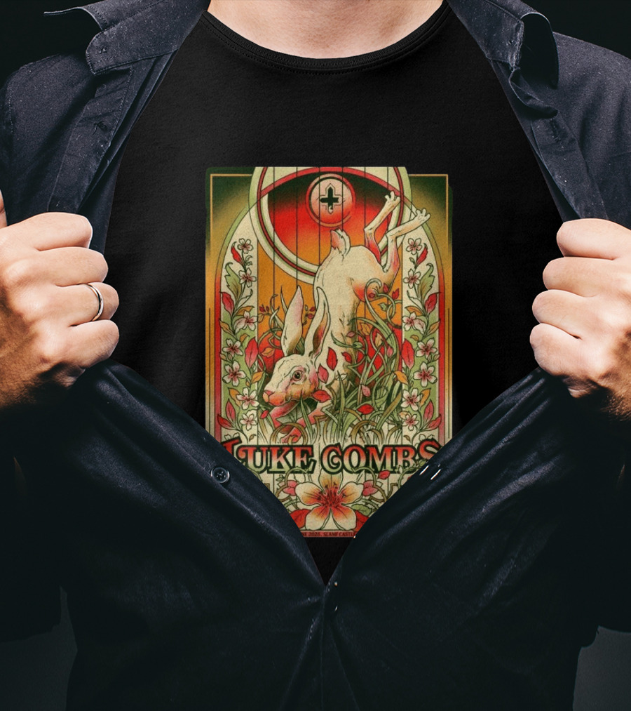 Luke Combs Slane Castle Ireland June 18 2026 Rabbit Floral Art Deco T-Shirt