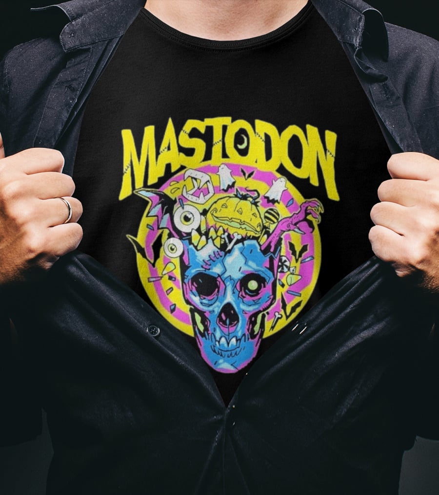 Mastodon Samhain Splosion Skull Halloween Pumpkin Bat Horn Eyeball Explosion T-Shirt