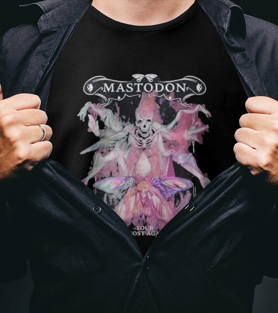Mastodon Your Ghost Again Skeleton Moth T-Shirt