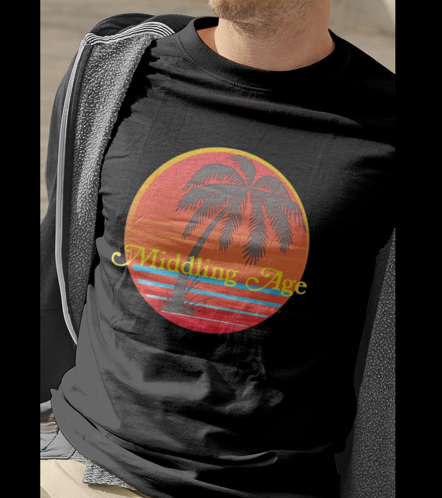 Middling Age Sunset Gradient Palm Tree Tropical T-Shirt
