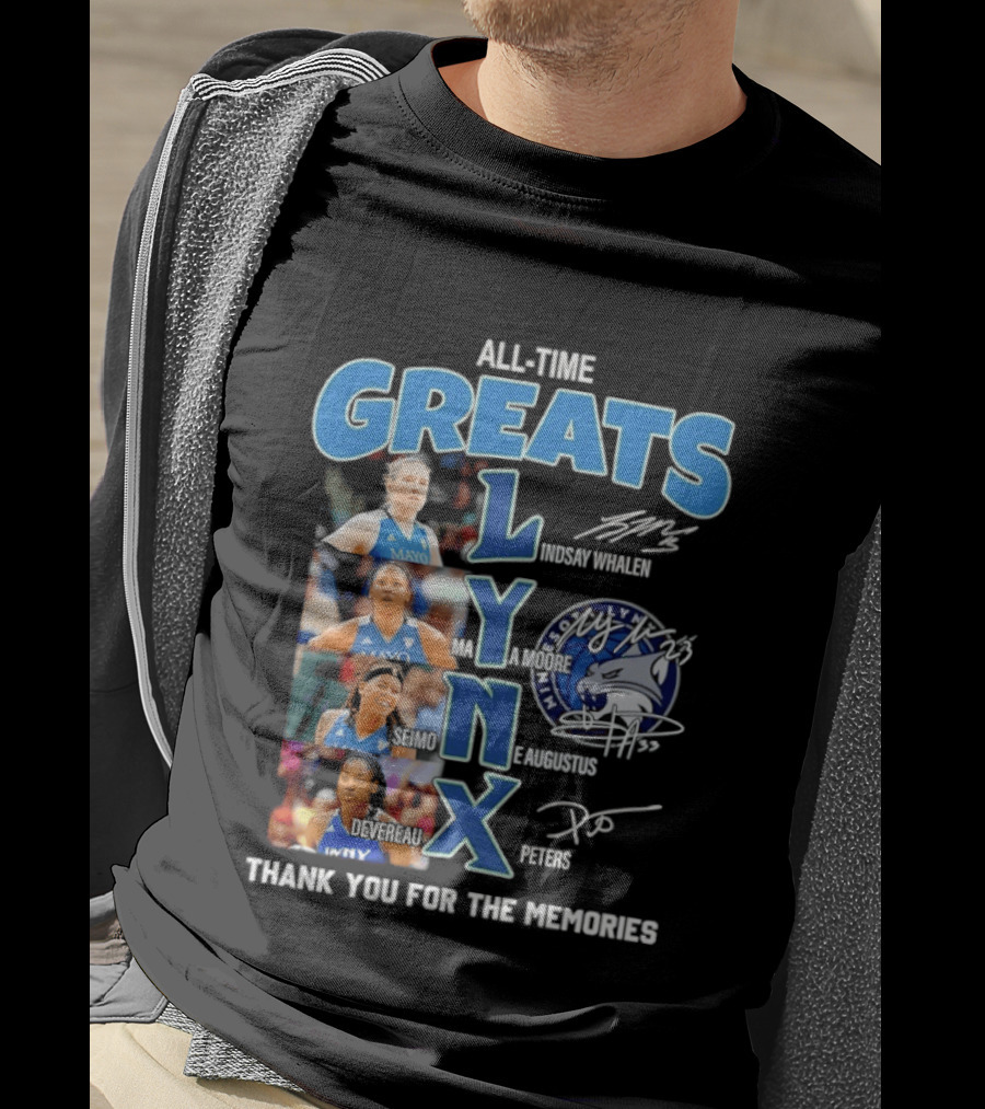 Minnesota Lynx All Time Greats Thank You For The Memories Signatures T-Shirt