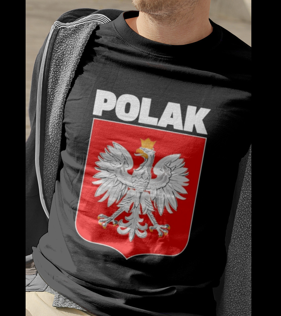 Polak Polish Eagle Emblem White Text Red T-Shirt