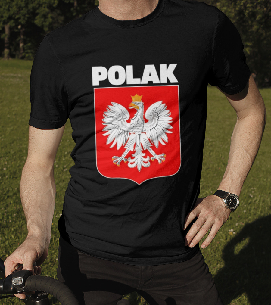 Polak Polish Eagle Emblem White Text Red T-Shirt