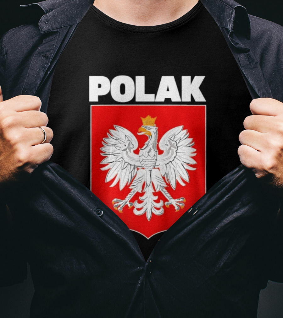 Polak Polish Eagle Emblem White Text Red T-Shirt