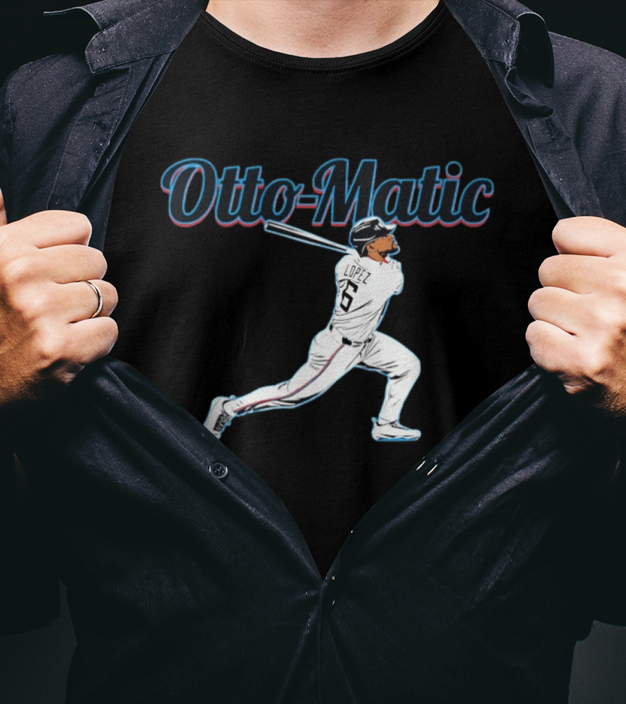 Otto Lopez Otto Matic Miami Marlins MLB Slugger Swing T-Shirt