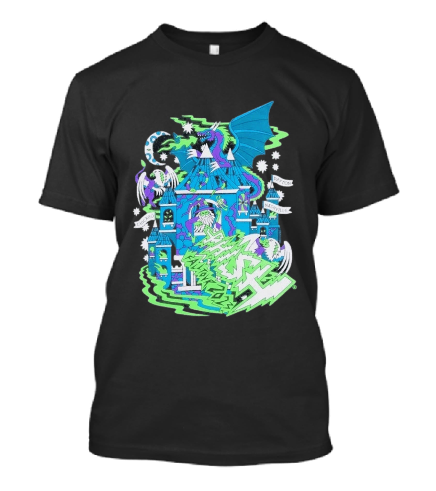 Phish Fall 2023 Crumbling Castle Chicago Nashville Dayton Dragon Fantasy T-Shirt