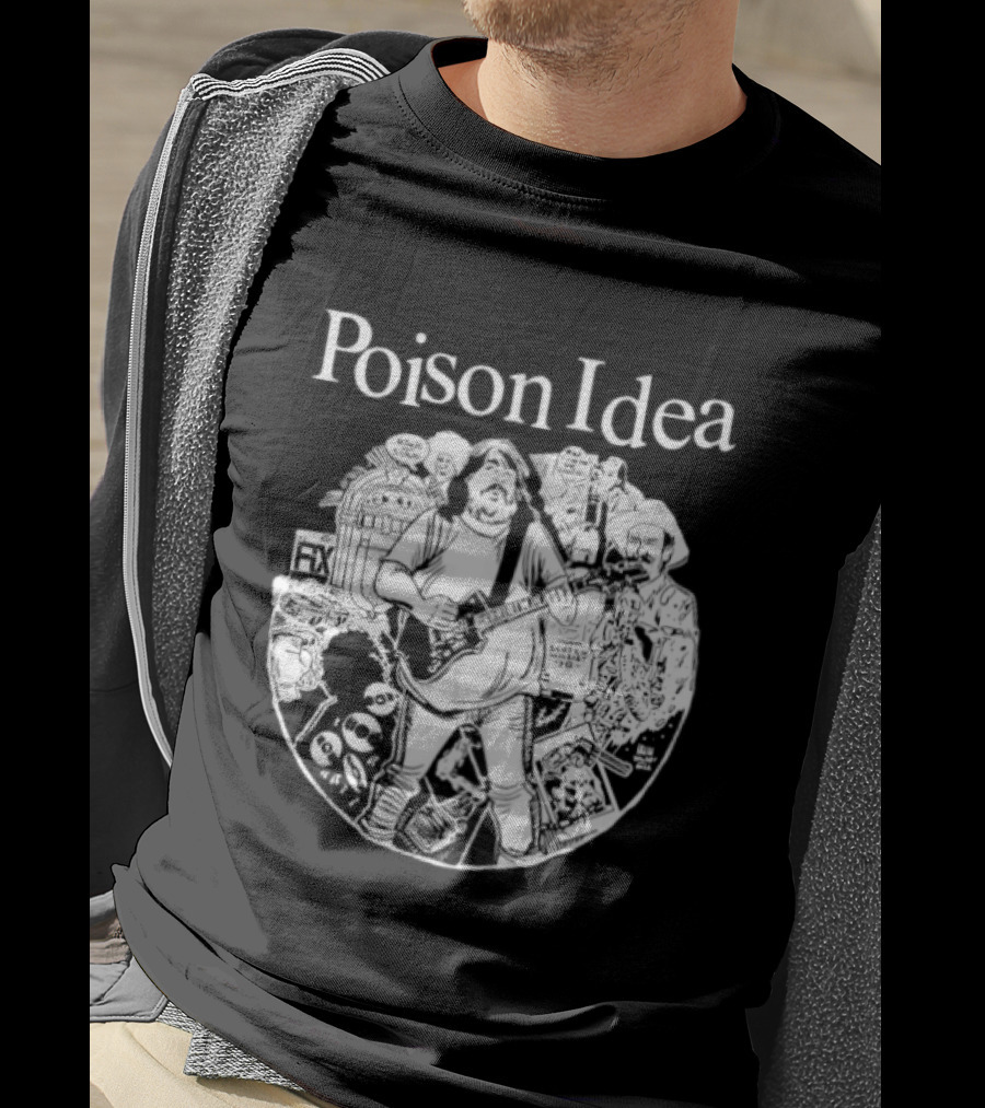 Poison Idea Jerry A Casale Portland Punk Black And White Sketch Montage T-Shirt